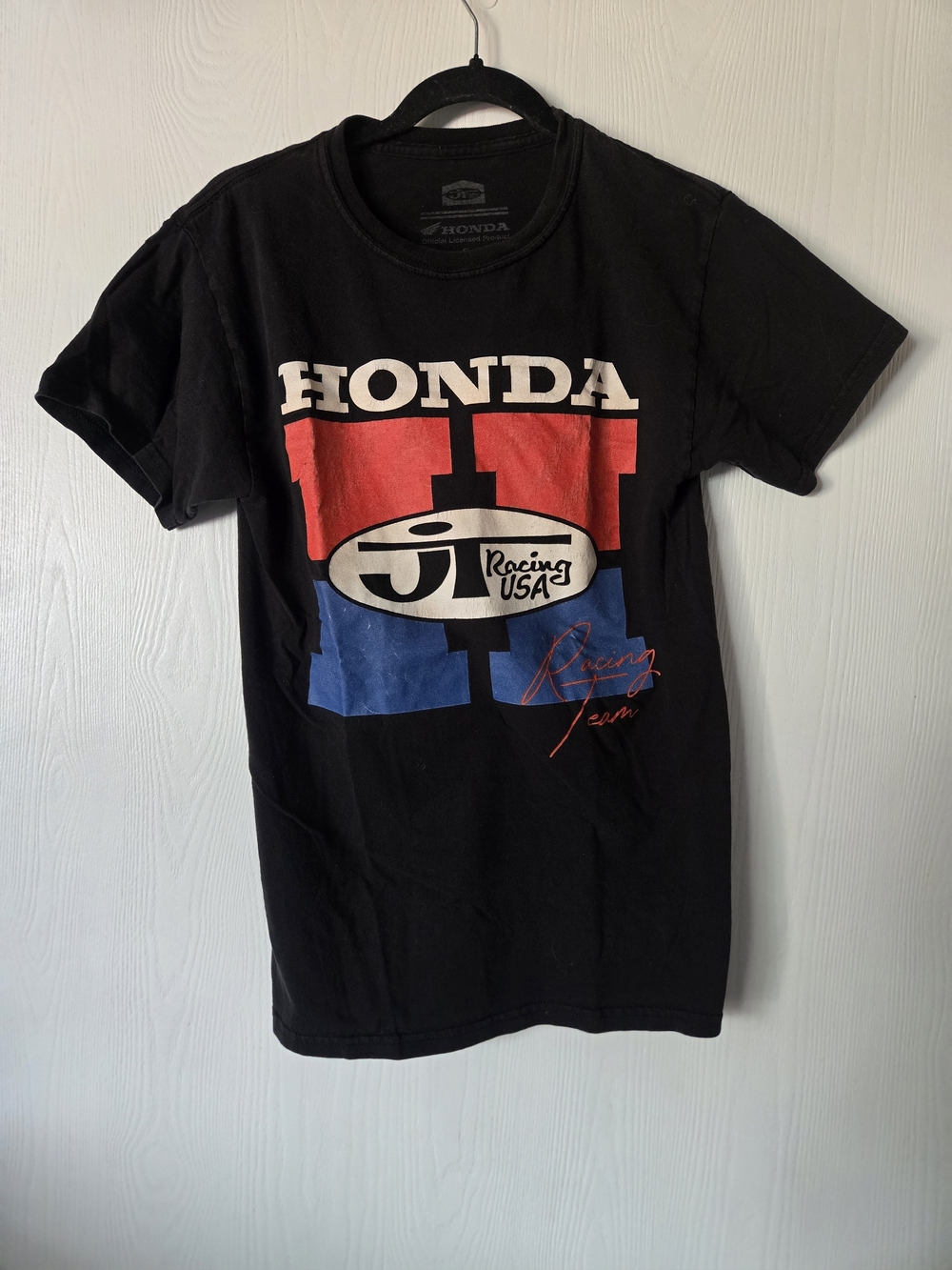 Honda Black Racing USA Graphic Tee - Red & Blue Print